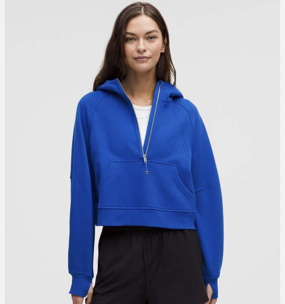 Lululemon Scuba Hoodie Womens XS/S Blue 1/2 Zip Cropped Pullover Thumbholes